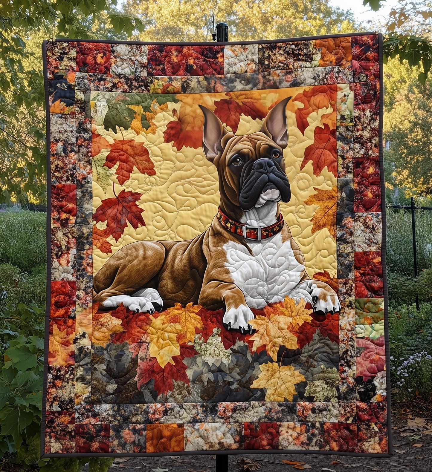 Brindle Boxer Dog Quilted Blanket - Throw (55" x 60")
