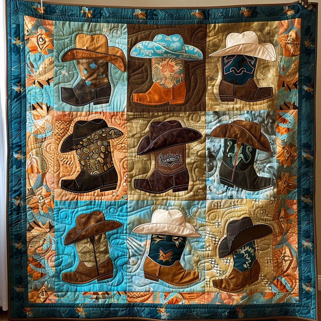 Bronco Buster Quilted Blanket - Throw (55" x 60")