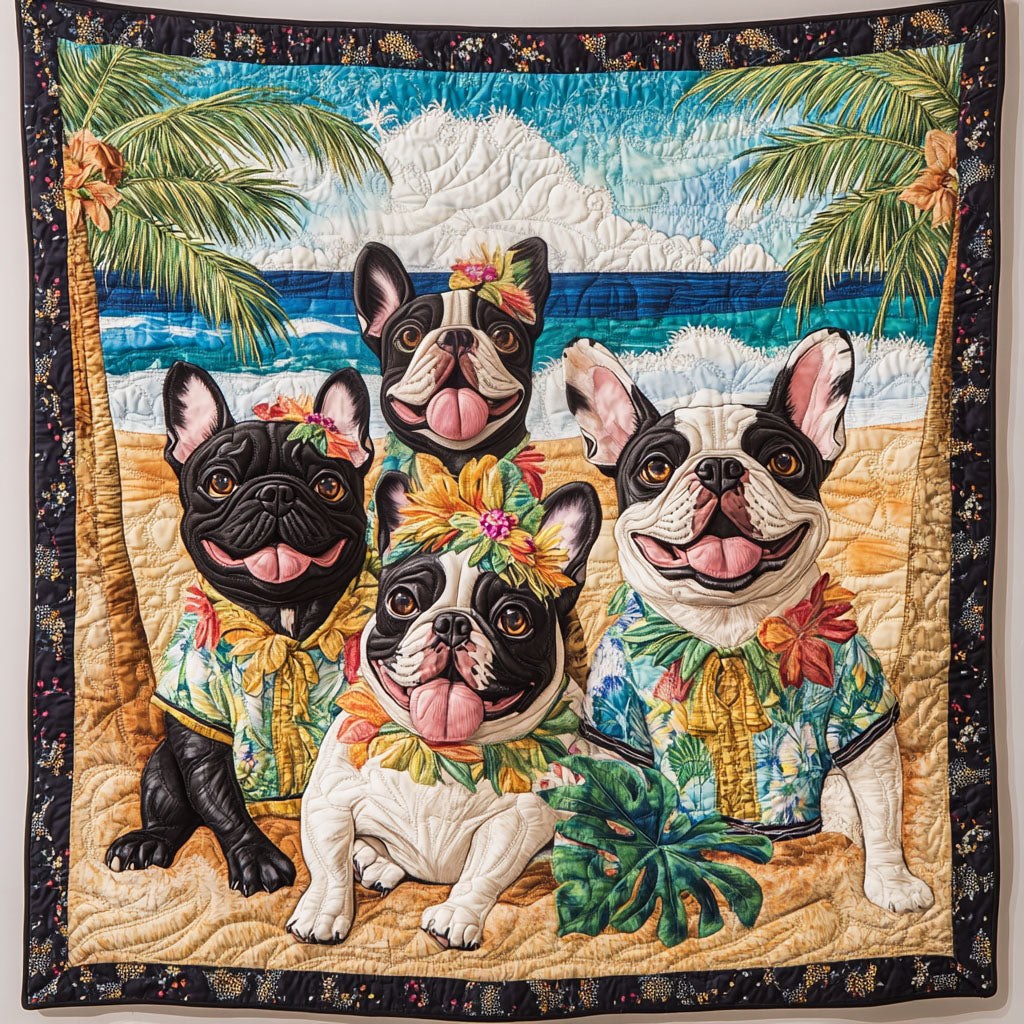 Bulldog Adventures Quilted Blanket - Throw (55" x 60")