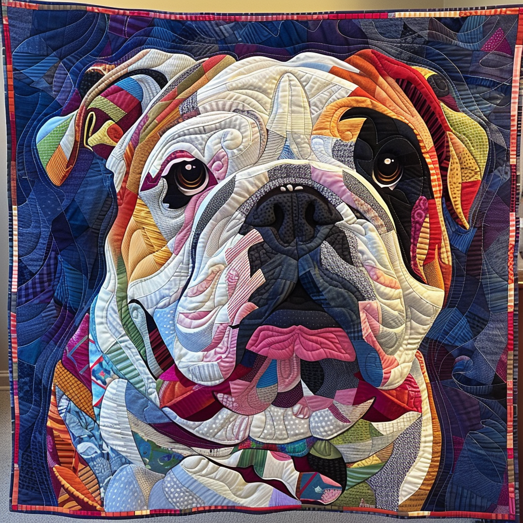 Bulldog Bliss Quilted Blanket - Throw (55" x 60")