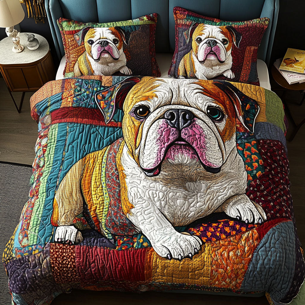 Bulldog Buddy 3-Piece Quilted Bedding Set - Single (59" x 70")