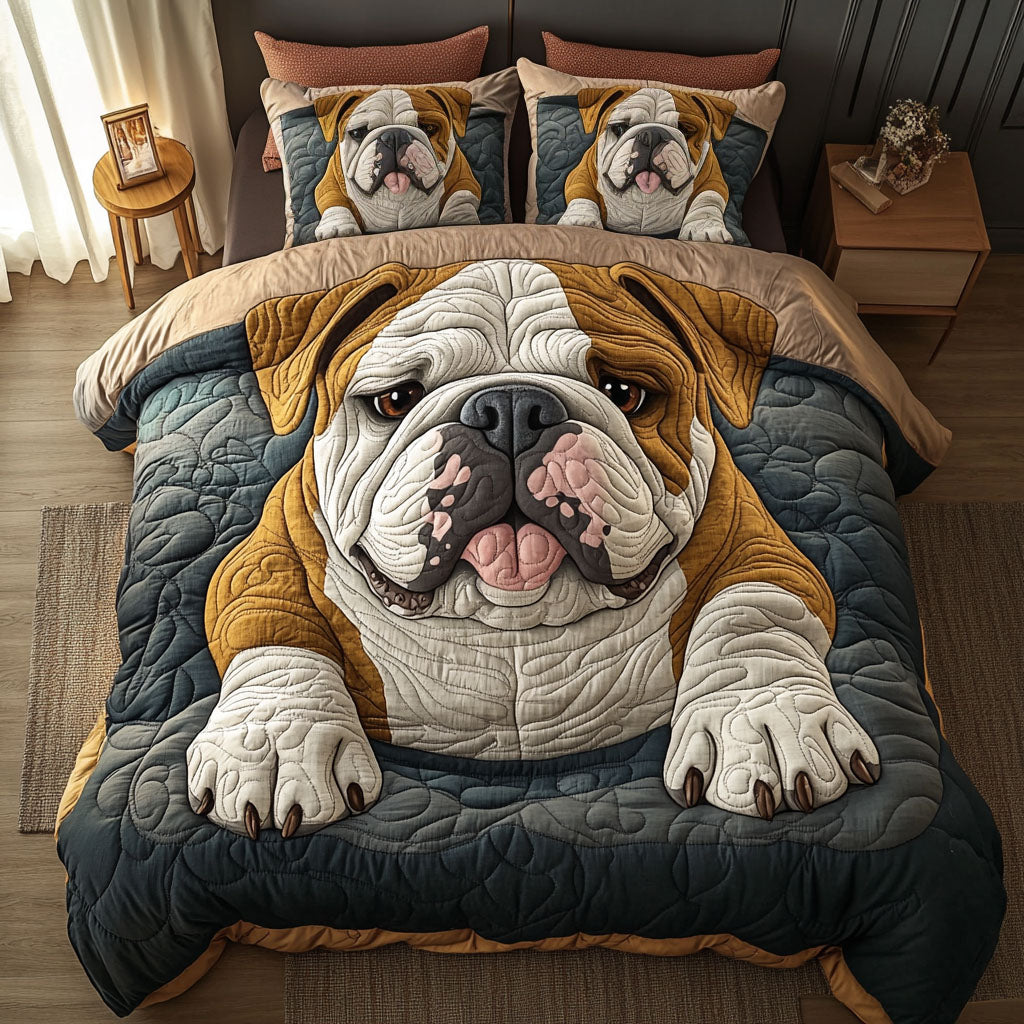 Bulldog Charm 3-Piece Quited Bedding Set - Single (59" x 70")