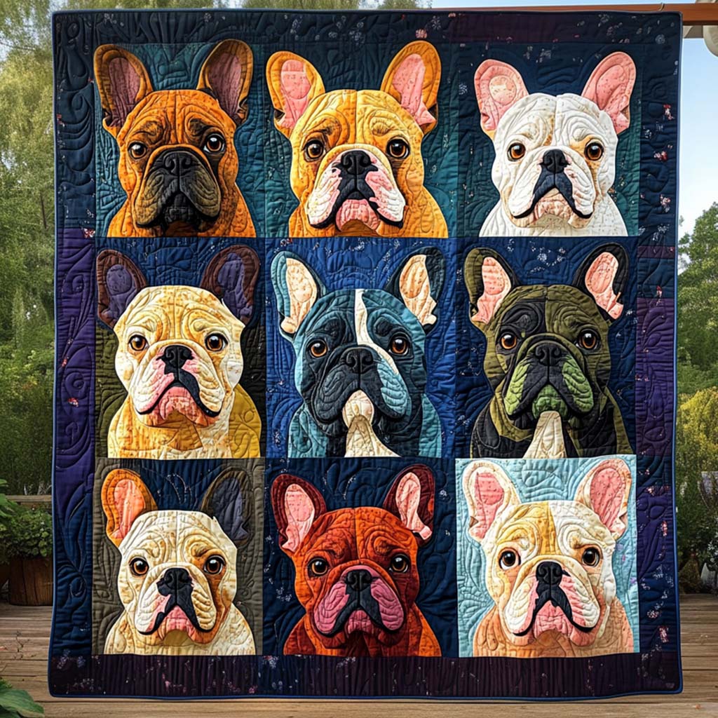 Bulldog Chic Quilted Blanket - Throw (55" x 60")