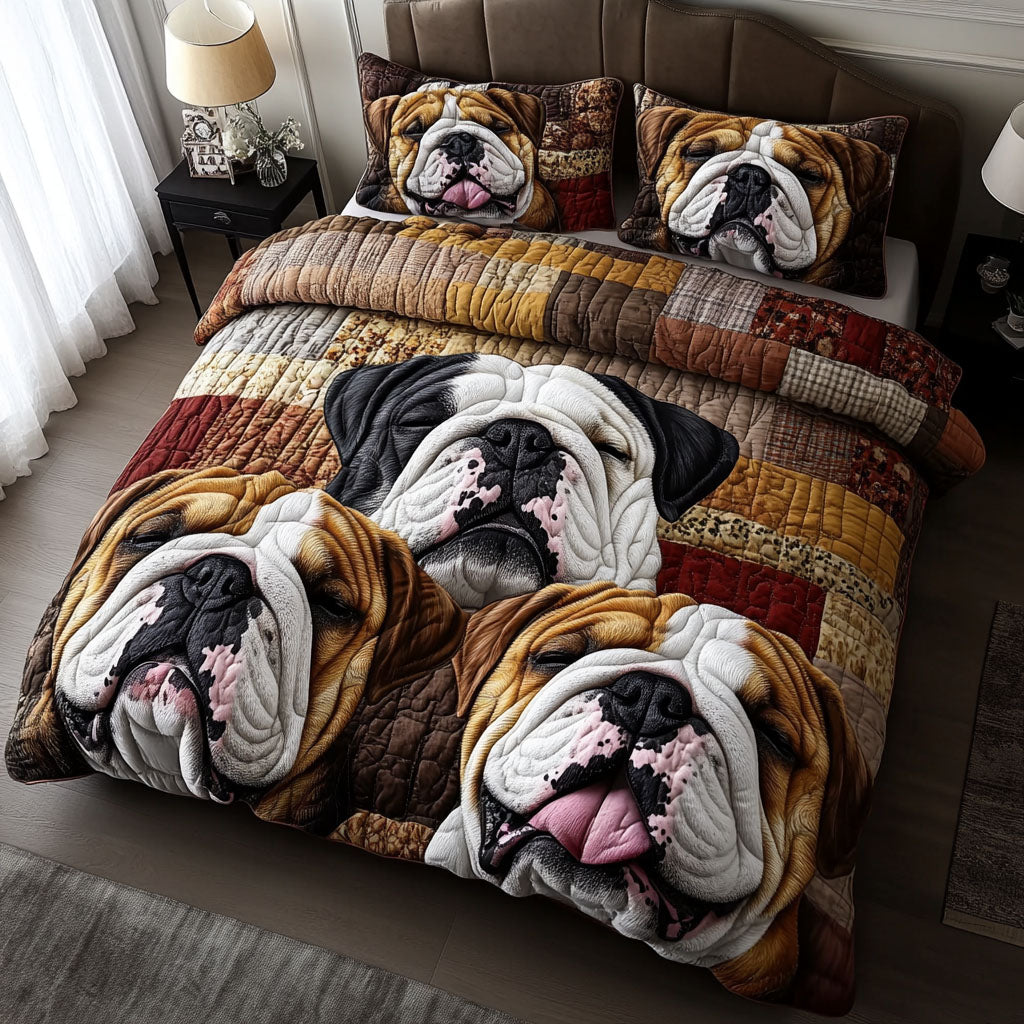 Bulldog Companion 3-Piece Quilted Bedding Set - Single (59" x 70")