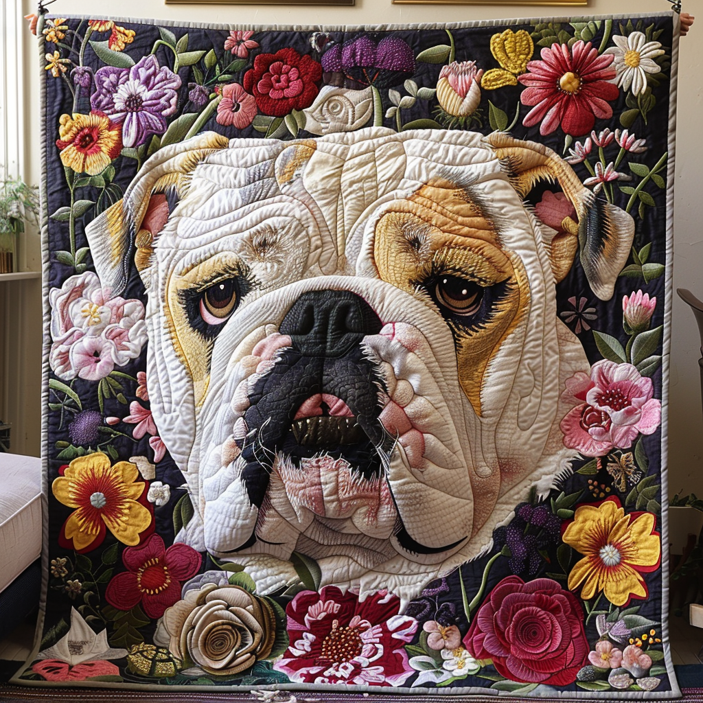 Bulldog Country Charm Quilted Blanket - Throw (55" x 60")