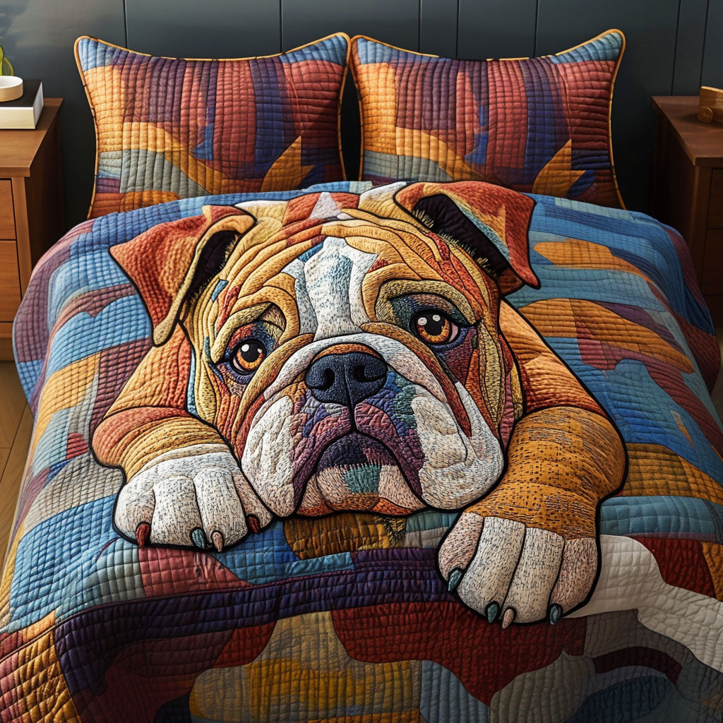 Bulldog Cuddler 3-Piece Quilted Bedding Set - Single (59" x 70")