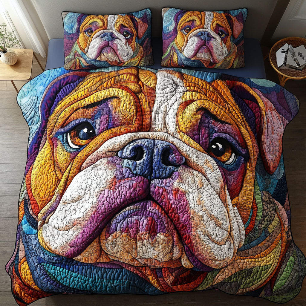 Bulldog Doodle Dreams 3-Piece Quited Bedding Set - Single (59" x 70")