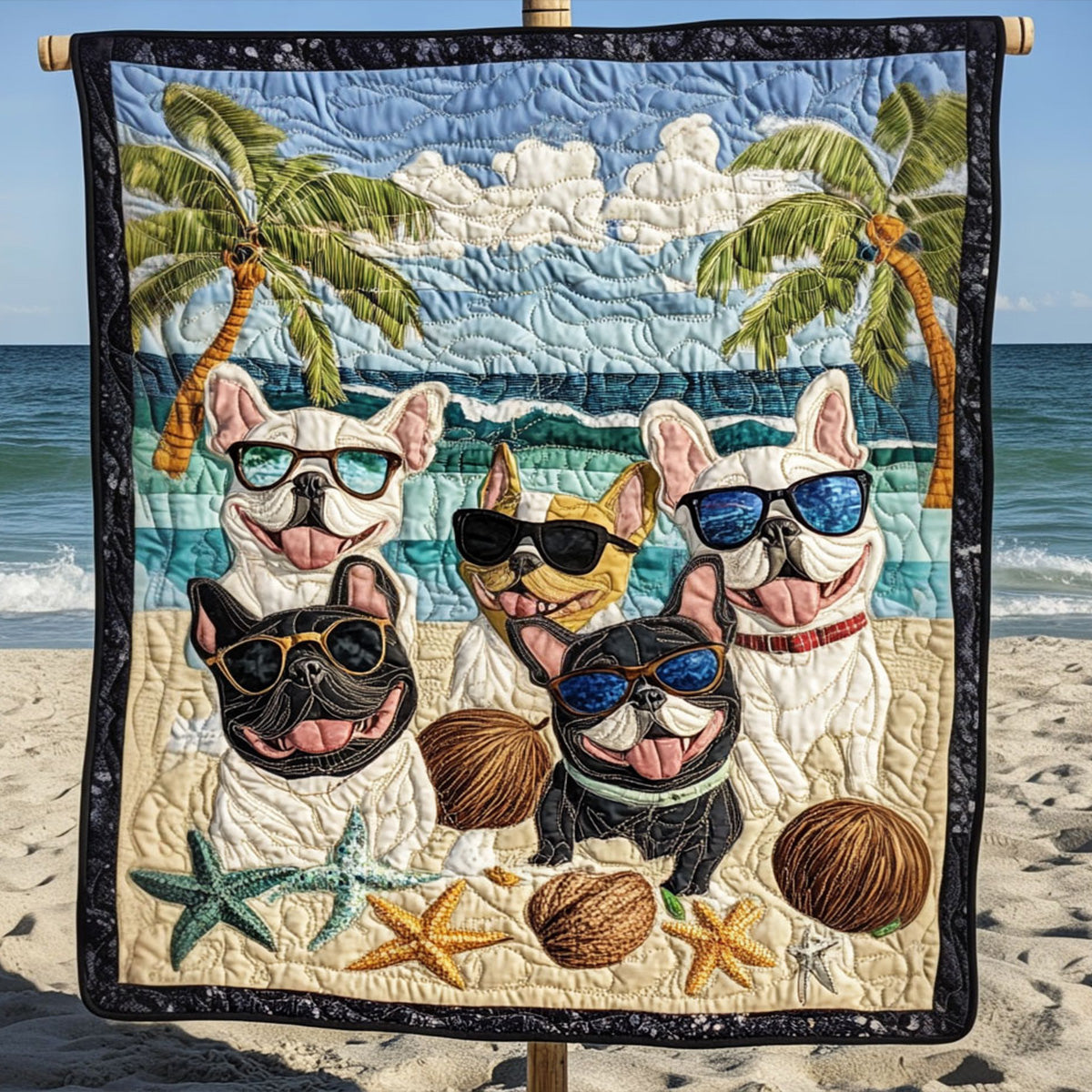 Bulldog Friends Quilted Blanket - Throw (55" x 60")