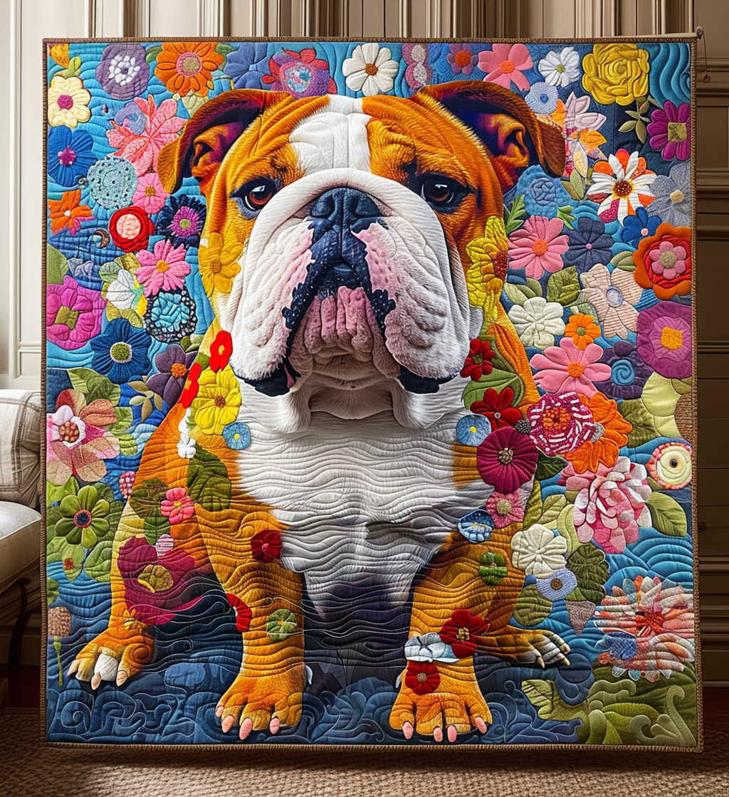 Bulldog Garden Quilted Blanket - Throw (55" x 60")