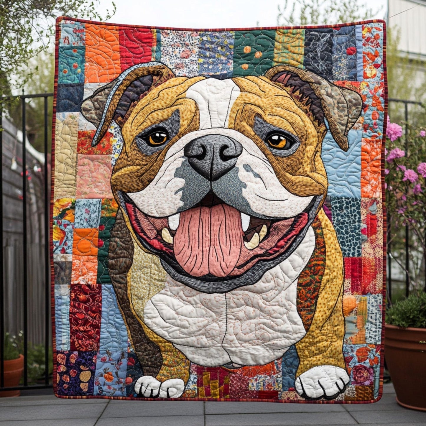 Bulldog Hearts Quilted Blanket - Baby (30" x 40")