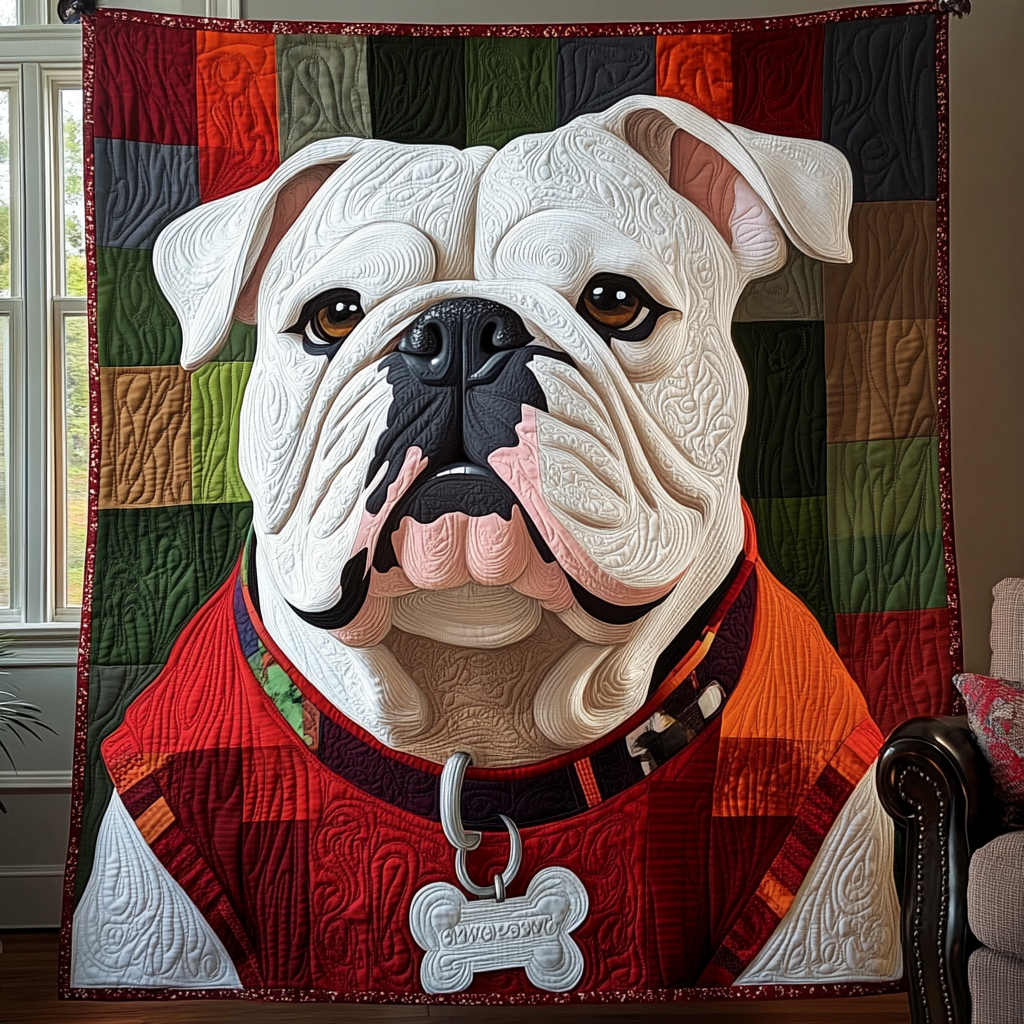 Bulldog In Style Quilted Blanket - Throw (55" x 60")
