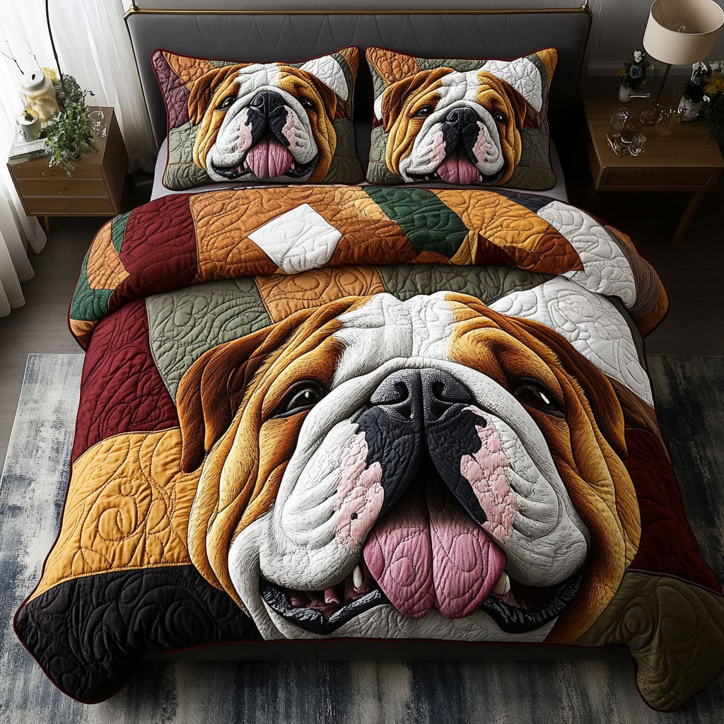 Bulldog Joy 3-Piece Quilted Bedding Set - Single (59" x 70")