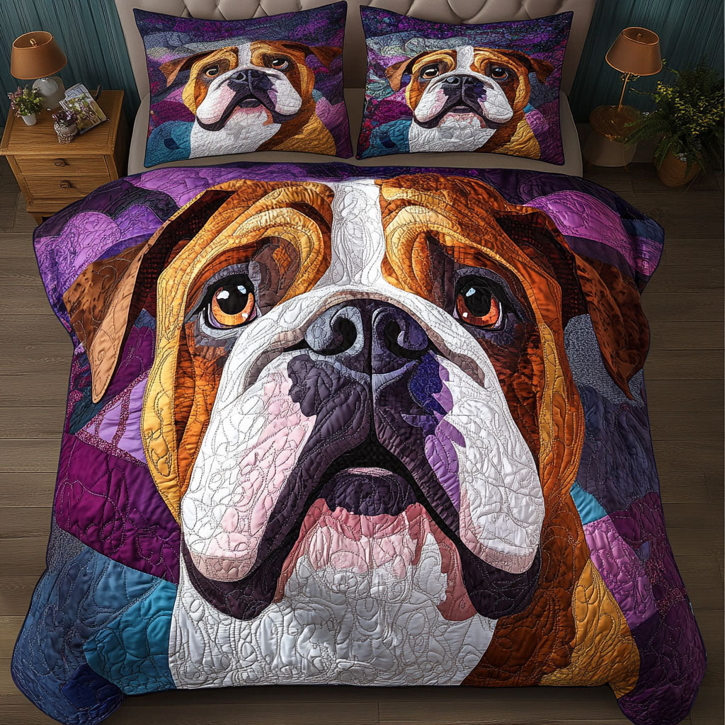 Bulldog Love 3-Piece Quilted Bedding Set - Single (59" x 70")