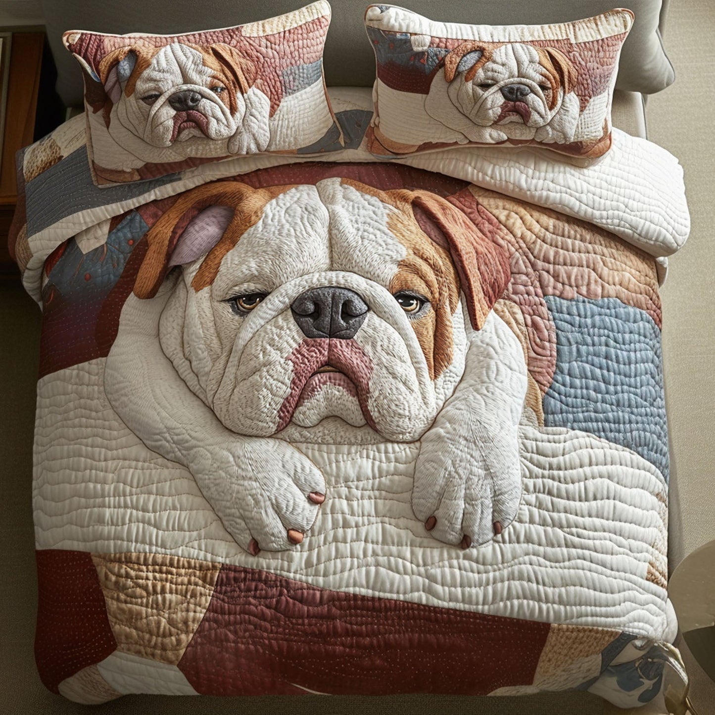 Bulldog Love Affair 3-Piece Quilted Bedding Set - Single (59" x 70")