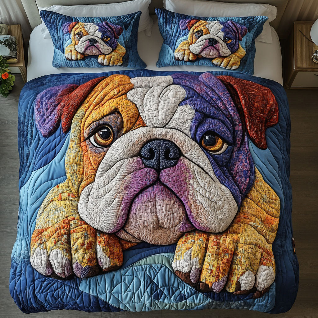 Bulldog Mosaic Muse 3-Piece Quited Bedding Set - Single (59" x 70")