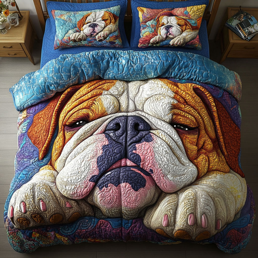 Bulldog Nap Patch 3-Piece Quited Bedding Set - Single (59" x 70")