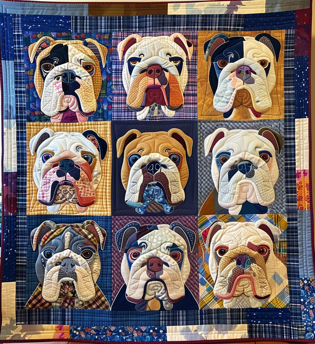Bulldog Parade Quilted Blanket - Throw (55" x 60")