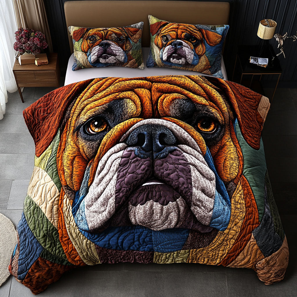 Bulldog Pause 3-Piece Quilted Bedding Set - Single (59" x 70")