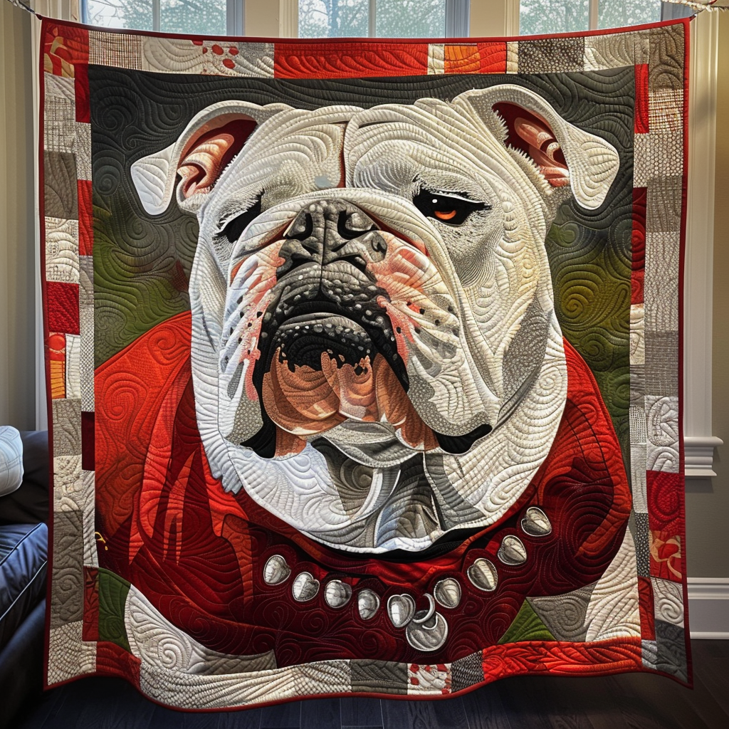 Bulldog Power Stance Quilted Blanket - Throw (55" x 60")