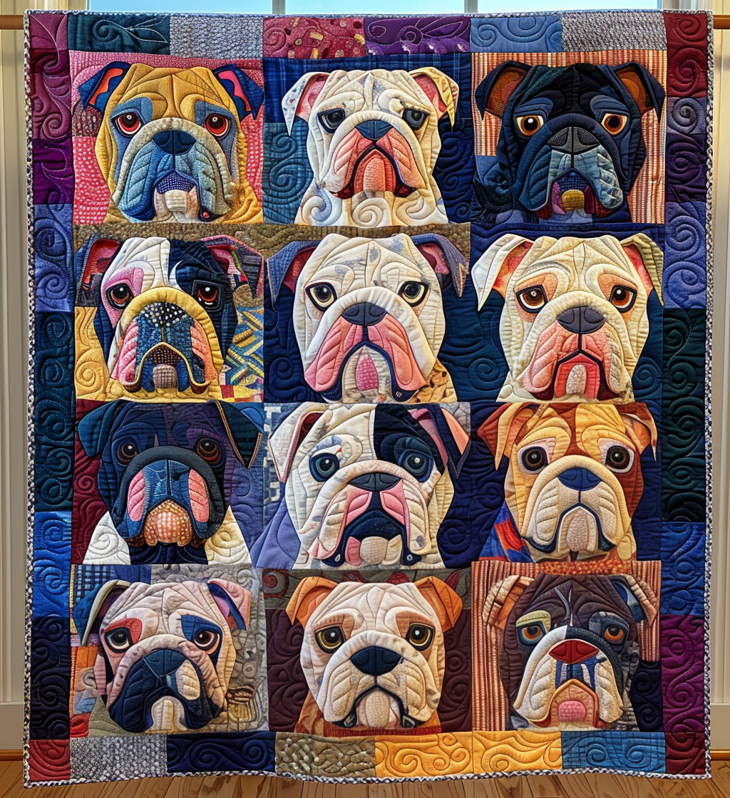 Bulldog Rustic Retreat Quilted Blanket - Throw (55" x 60")