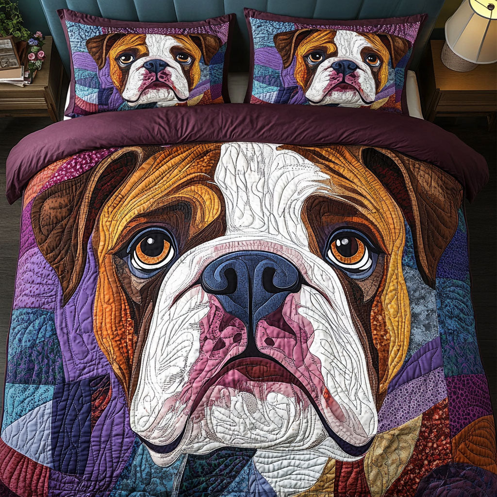 Bulldog Stitches 3-Piece Quilted Bedding Set - Single (59" x 70")