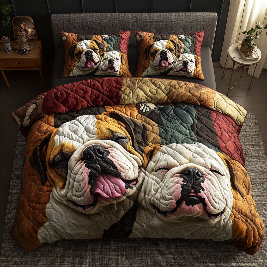 Bulldog Warmth 3-Piece Quilted Bedding Set - Single (59" x 70")