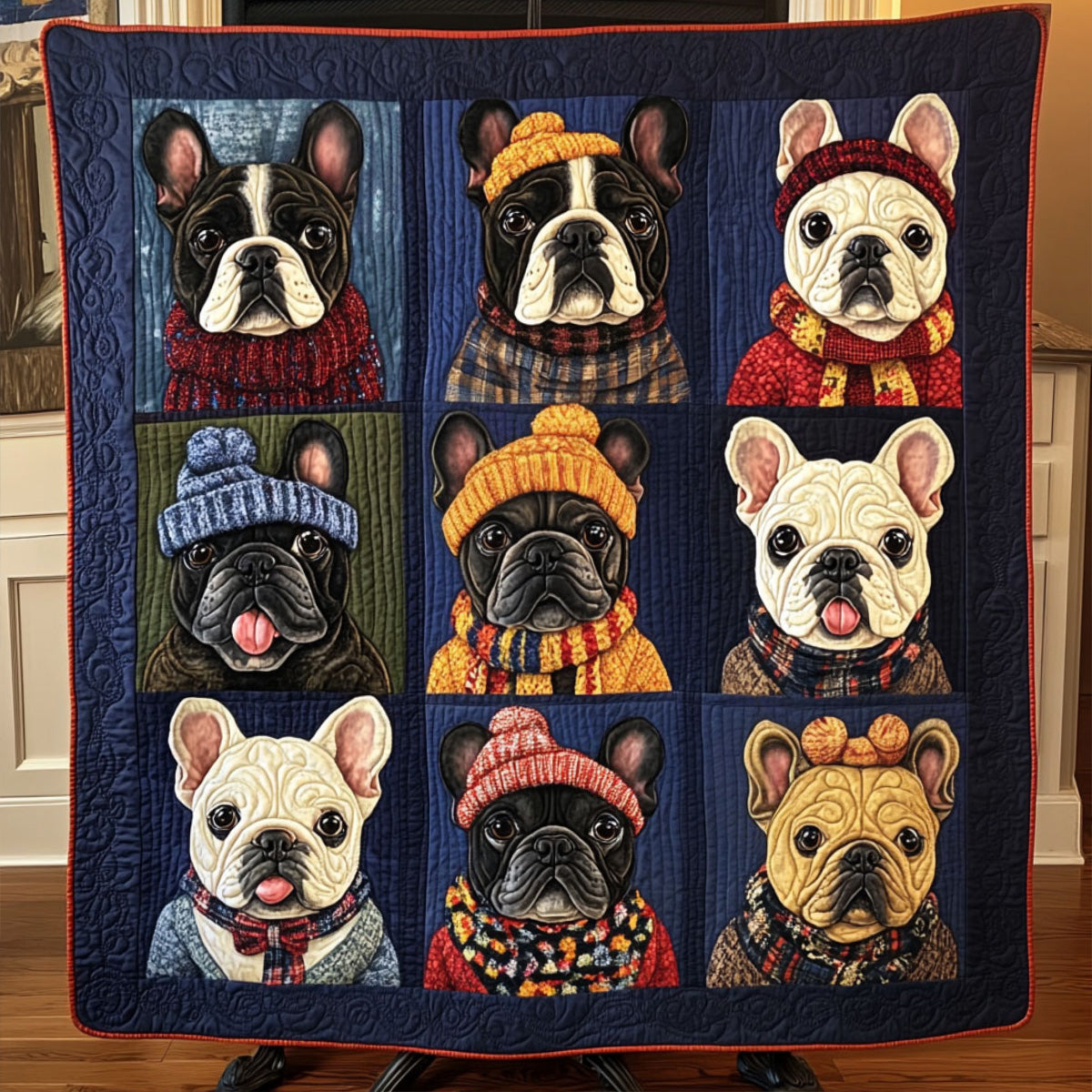 Bulldog Winter Magic Quilted Blanket - Throw (55" x 60")