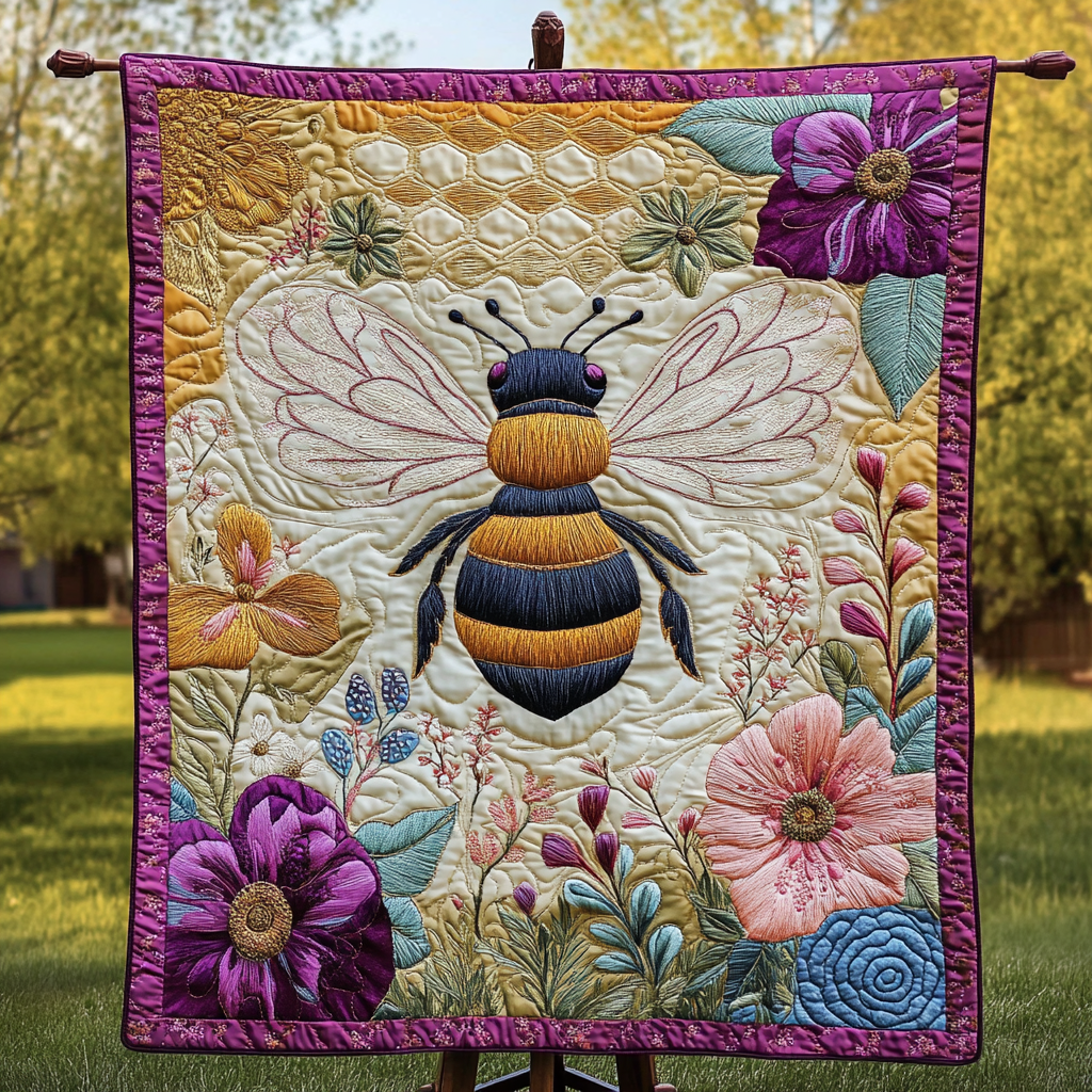 Bumble Beauty Quilted Blanket - Throw (55" x 60")