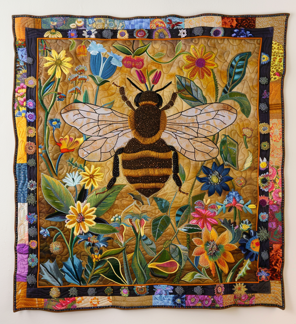 Bumblebee Garden Quilted Blanket - Throw (55" x 60")