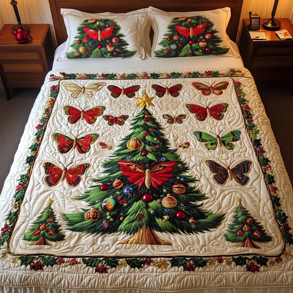 Butterfly Cheer 3-Piece Quilted Bedding Set - Single (59" x 70")