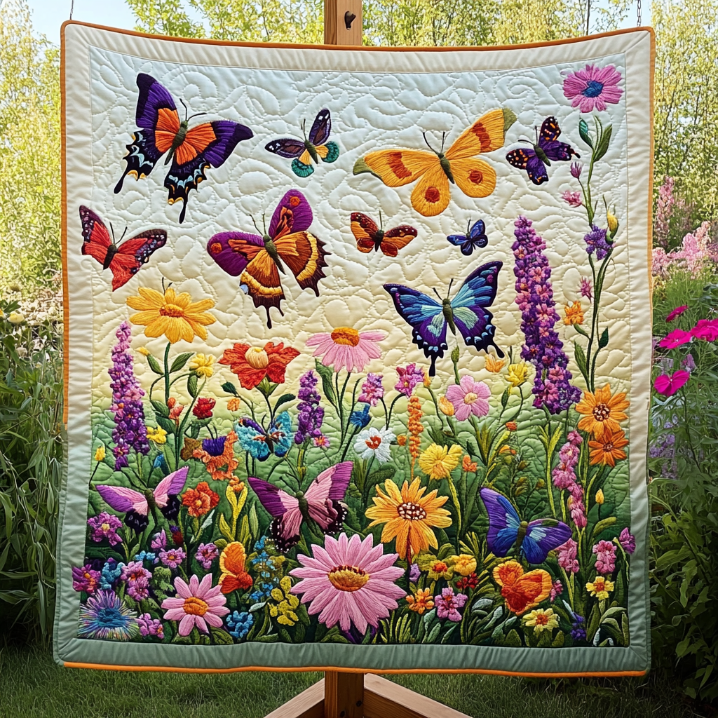 Butterfly Bliss Quilted Blanket - Throw (55" x 60")