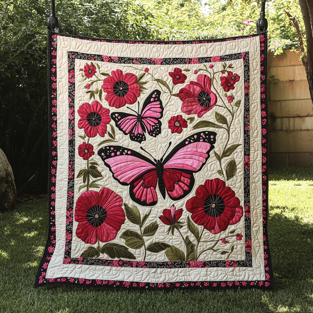 Butterfly Bliss Quilted Blanket - Throw (55" x 60")