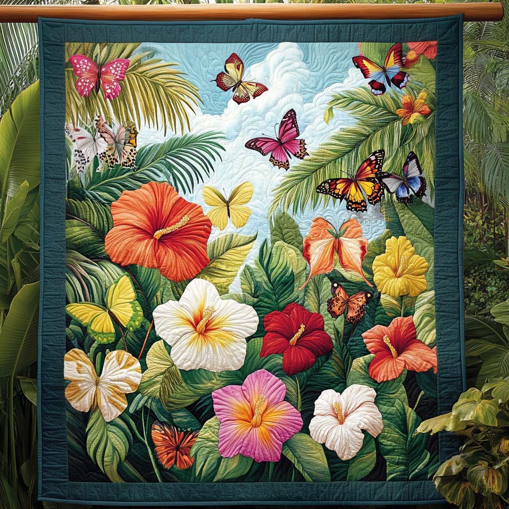 Butterfly Garden Bliss Quilted Blanket - Throw (55" x 60")