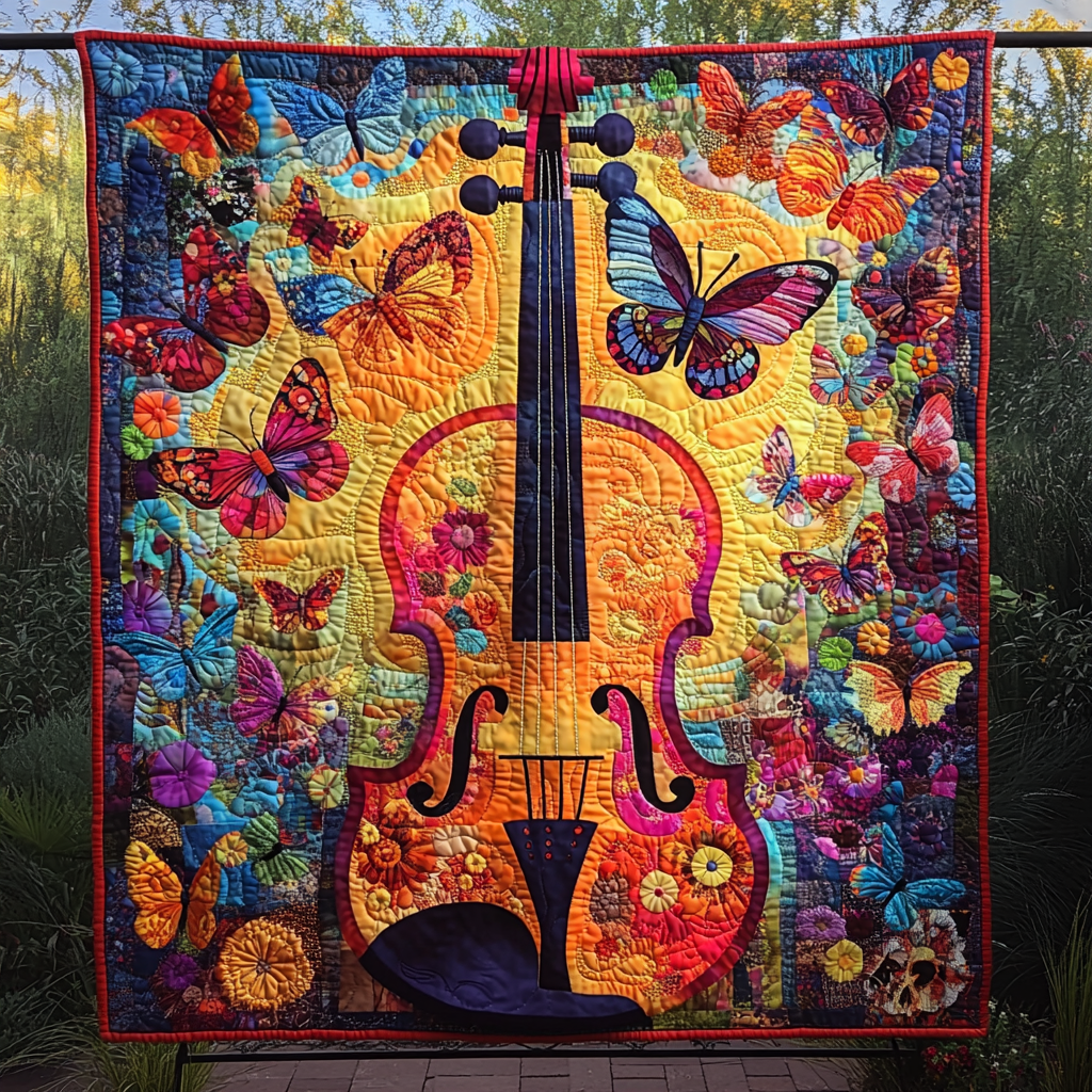 Butterfly Sonata Quilted Blanket - Throw (55" x 60")