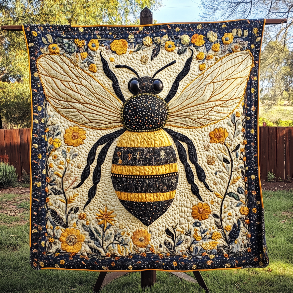 Buzzing Bliss Quilted Blanket - Throw (55" x 60")
