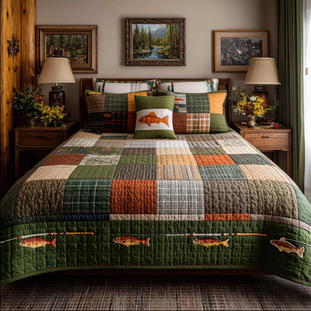 Cabin Fish Patch Quilted Blanket - Baby (30" x 40") - Pack 1