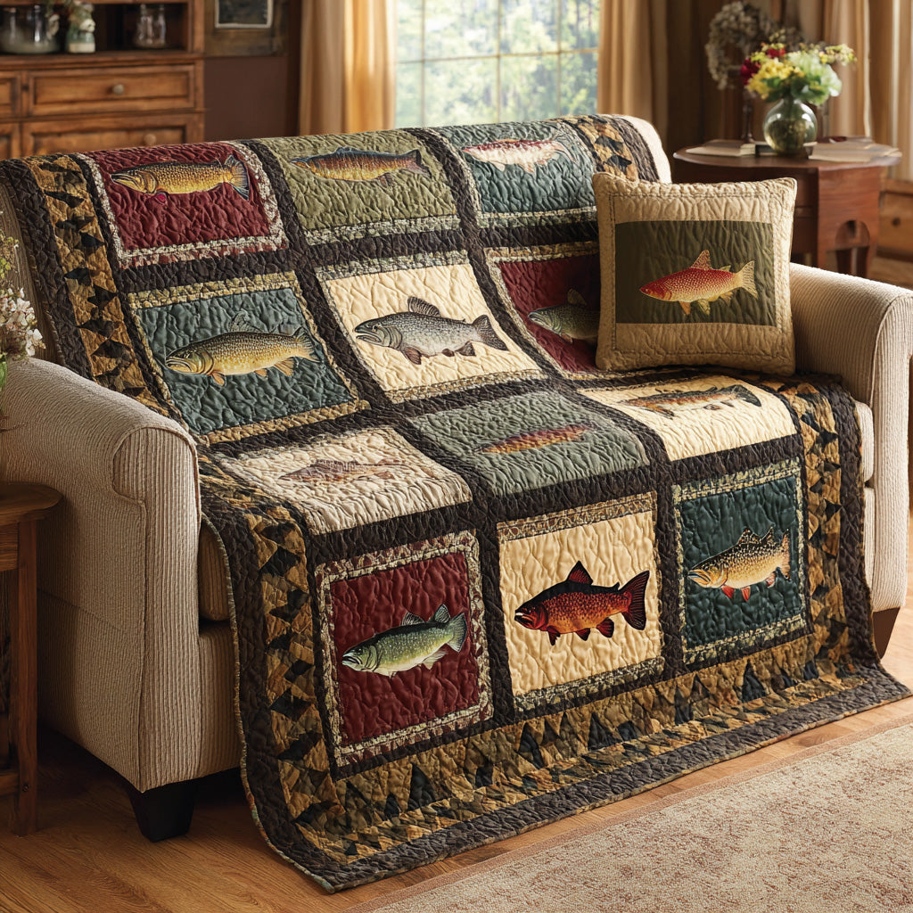 Cabin Fish Quilt Quilted Blanket - Baby (30" x 40") - Pack 1