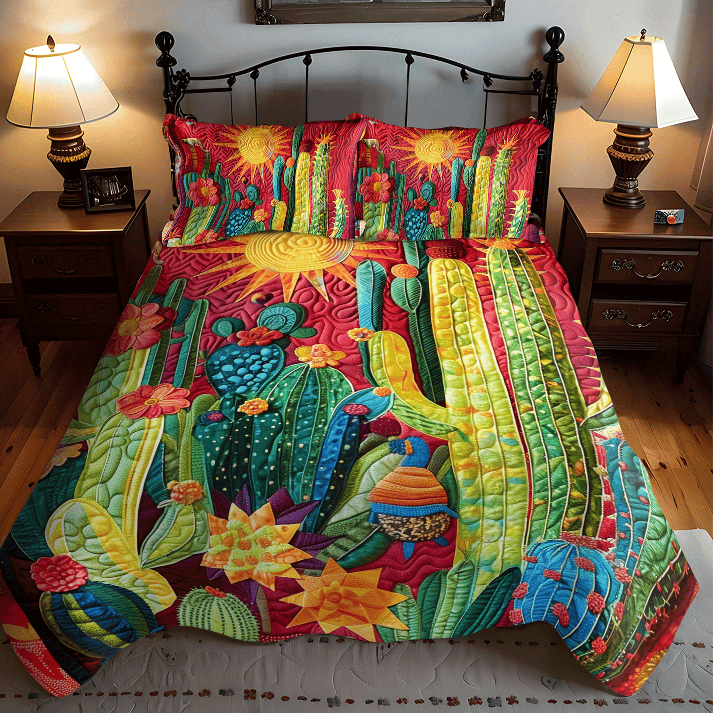 Cactus Garden Vista 3-Piece Quilted Bedding Set - Single (59" x 70")