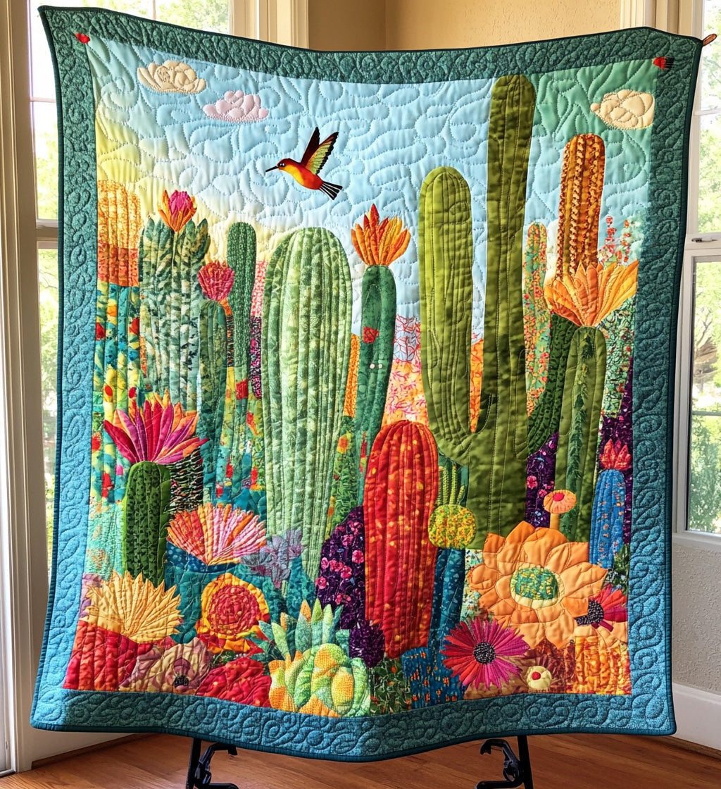 Cactus Harmony Quilted Blanket - Throw (55" x 60")