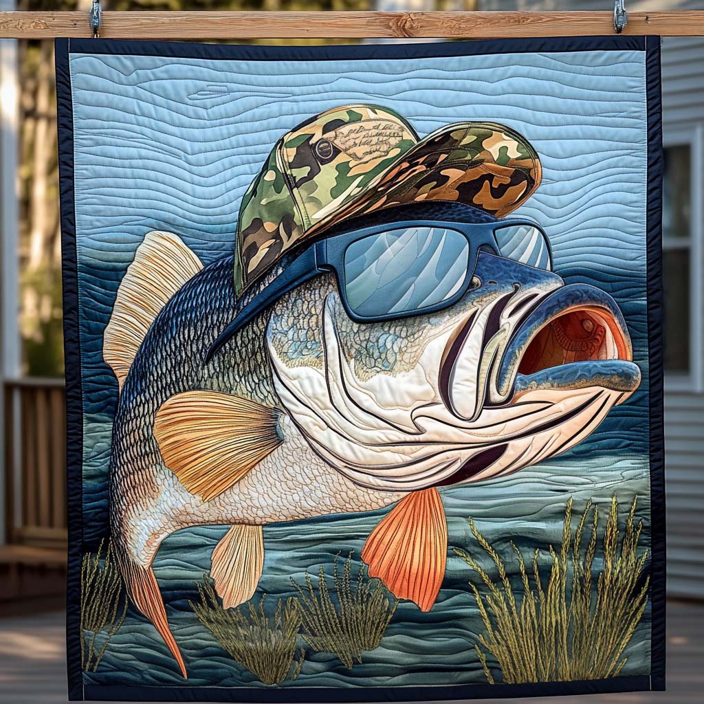 Camo Bass Quilted Blanket - Throw (55" x 60")