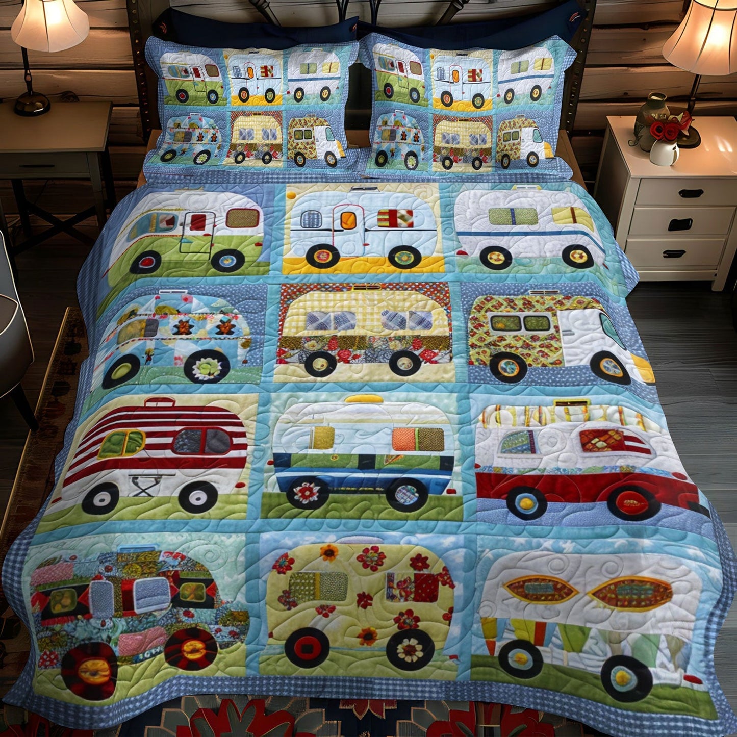 Camper Getaway 3-Piece Quilted Bedding Set - Single (59" x 70")