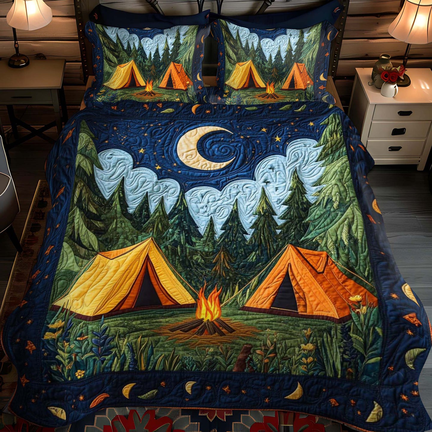 Campfire Glow 3-Piece Quilted Bedding Set - Single (59" x 70")