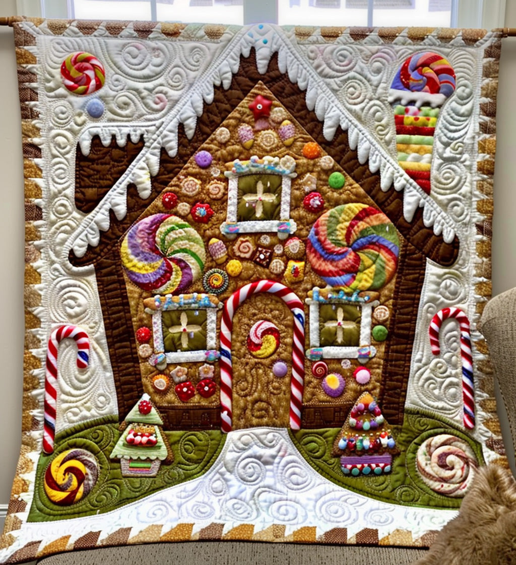 Candy Cane Lane Quilted Blanket - Throw (55" x 60")