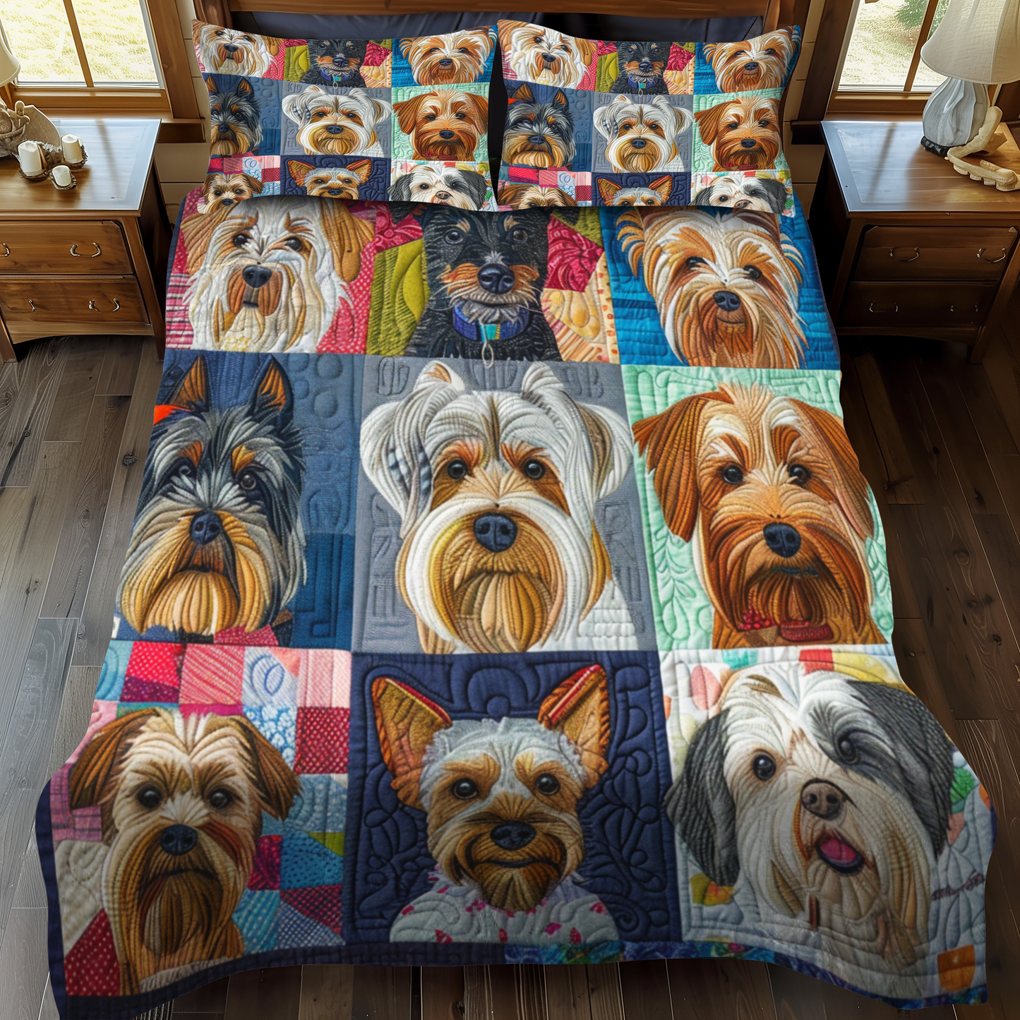Canine Collectio 3-Piece Quilted Bedding Set - Single (59" x 70")