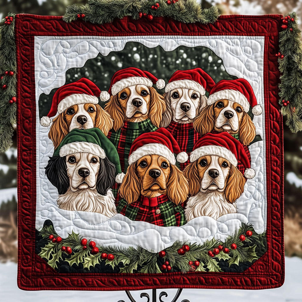 Canine Christmas Spirit Quilted Blanket - Throw (55" x 60")