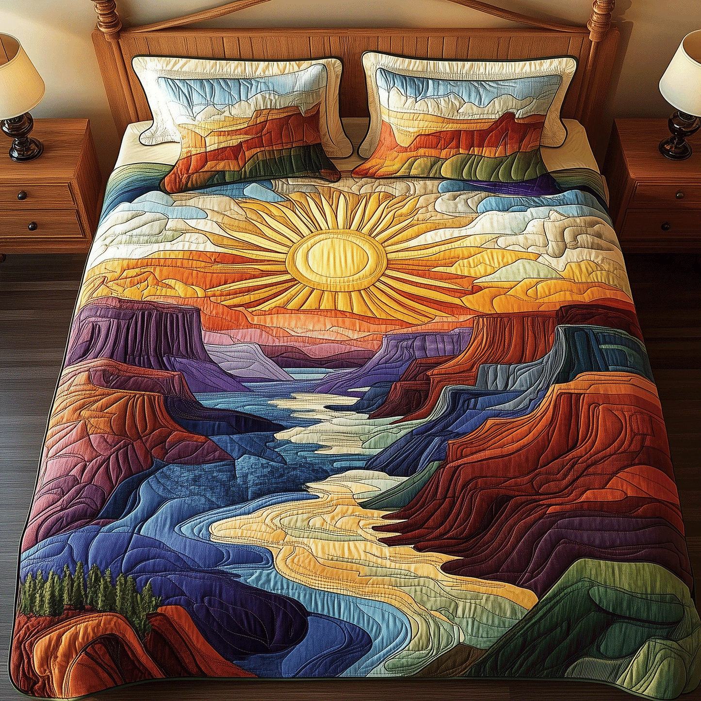 Canyon Echoes 3-Piece Quilted Bedding Set - Single (59" x 70")