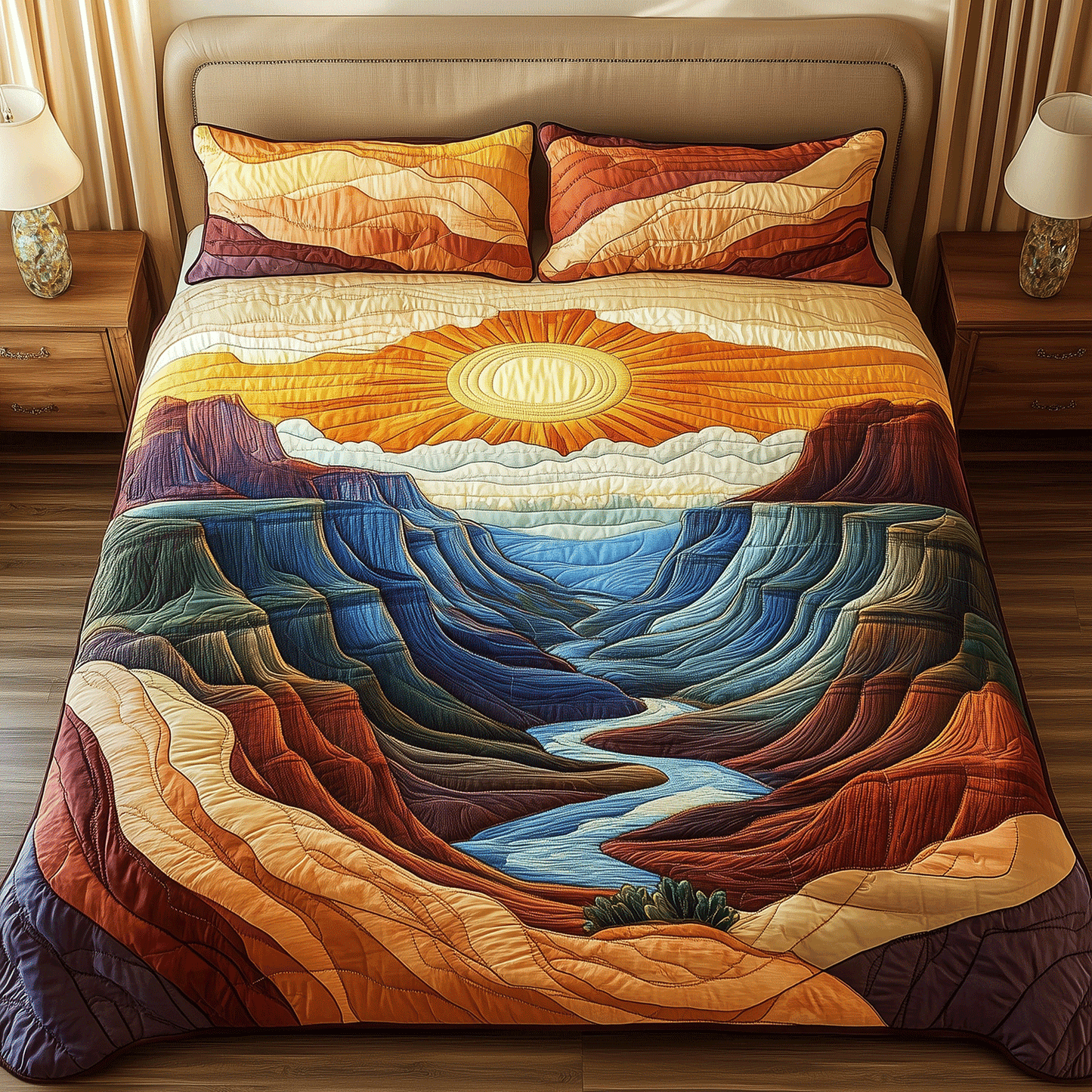 Canyon Sunrise 3-Piece Quilted Bedding Set - Single (59" x 70")