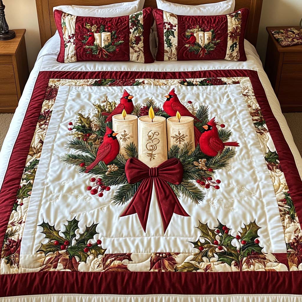 Cardinal Glow 3-Piece Quilted Bedding Set - Single (59" x 70")