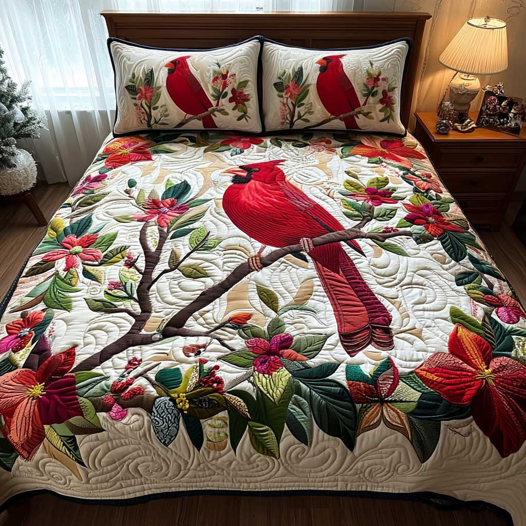 Cardinal Blessing 3-Piece Quilted Bedding Set - Single (59" x 70")