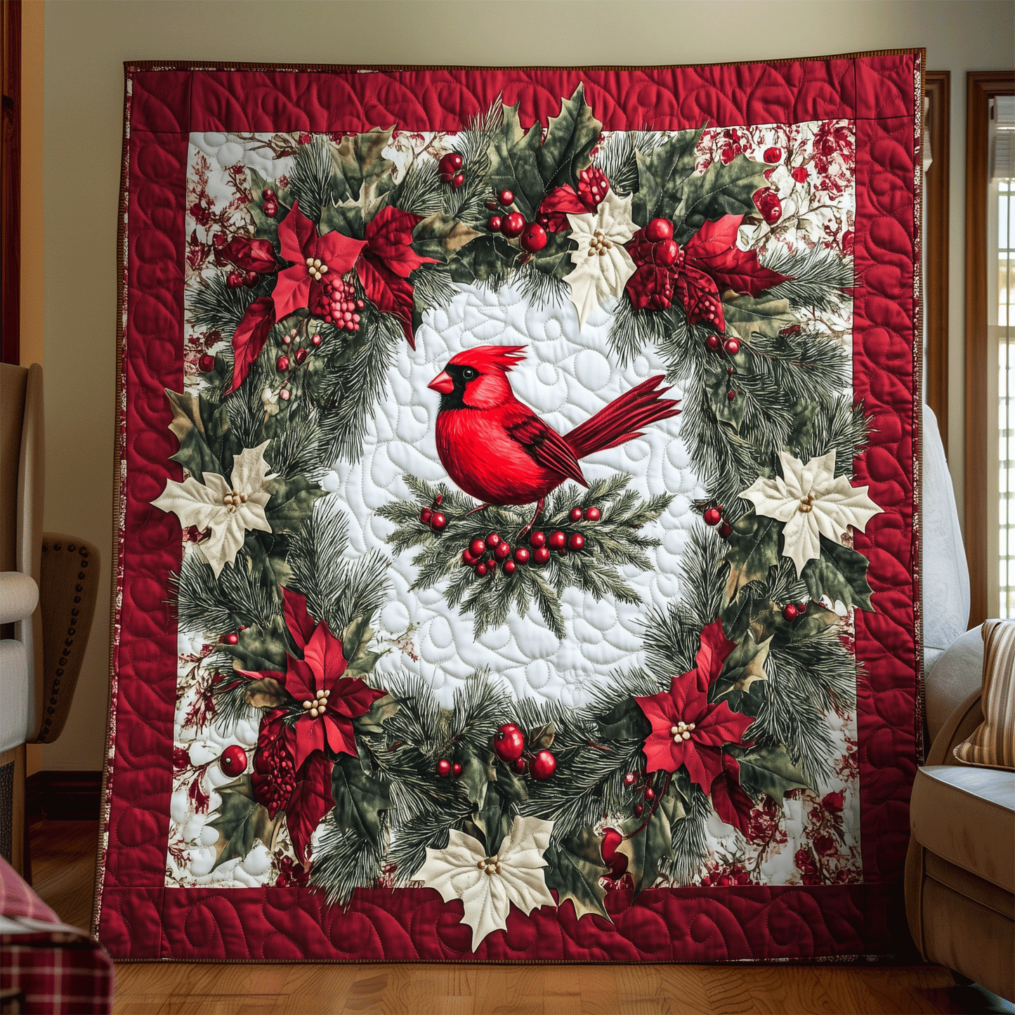 Cardinal Charm Quilted Blanket - Throw (55" x 60")